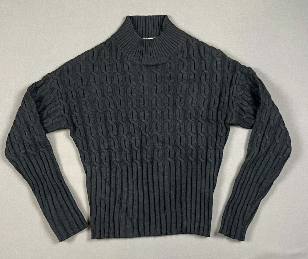 Jason Wu Cable Knit Turtleneck Sweater Size XS Black Long Sleeve